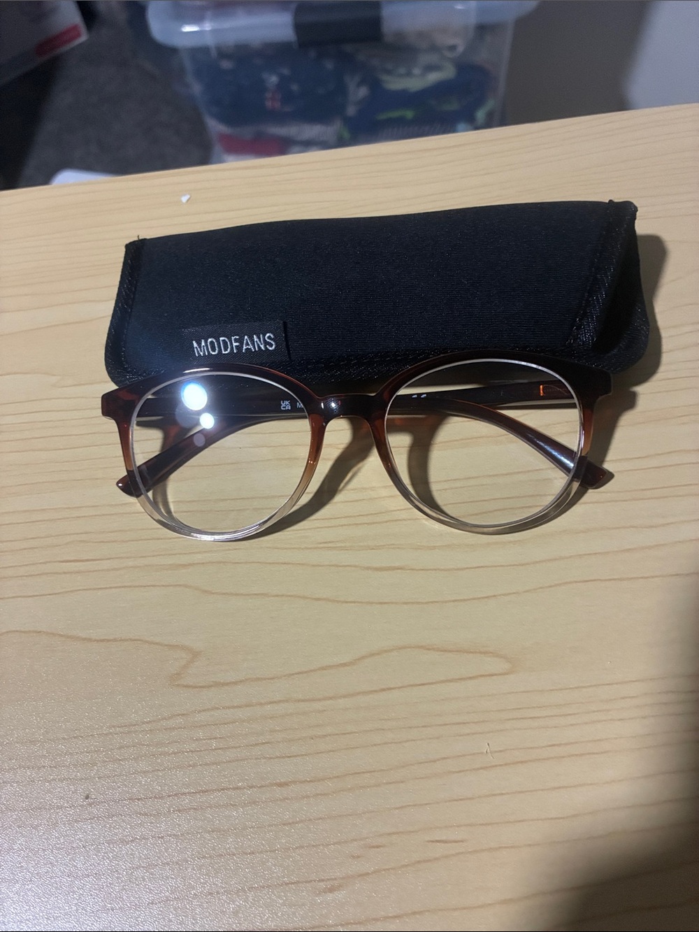 Modfans Reddish Brown Gradient Round Reading Glasses